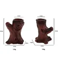 Pair of vintage stump-style candle holders in dark reddish brown resin with wood texture - Brown Red