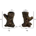 Pair of retro resin tree stump candle holders with realistic wood grain texture - Antique Silver