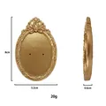 Vintage golden oval earring display stand with floral relief and size details - Style C Gold
