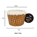300ml ceramic waffle cone mug with chocolate biscuit handle and relief texture - Caramel Brown (Cookie Handle) Cup