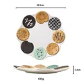 Ceramic biscuit-shaped dessert plate with colorful cookie decorations, 20.5cm diameter - G (colored Cookies) Plate / Biscuit Series Tableware