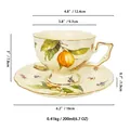 Detailed size specifications of a retro ceramic coffee cup with lemon floral patterns - Lemon Butterfly Floral / Cup and Saucer