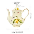 European vintage ceramic teapot with lemon floral motifs and elegant gold trim details - Lemon Butterfly Floral / Tea Pot