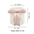 Detailed dimensions of white ceramic bow mug showing 360ml capacity and 3.6 inch height - 360ml / Light Pink