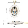 Decorazione natalizia orso polare retrò con sciarpa blu in cornice ovale 3D - Confezione regalo orsetto con cilindro e sciarpa (Stile 04)