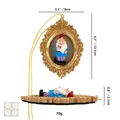 Creative 3D gnome Christmas ornament in gold baroque frame, blue outfit and red hat - Gold Frame Blue Coat Carrying Object (Style C)