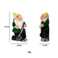 Cute resin garden gnome magnet in green coat and yellow hat with size measurements - Shovel Style