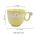 Mug en céramique jaune fait main avec relief de marguerite et poignée florale de 400ml - Tasse à Eau à Poignée en O / Marguerite Jaune