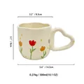 300ml keramische tulpen mok met een uniek hartvormig handvat en handgeschilderd kunstwerk - Kleurrijke Tulp