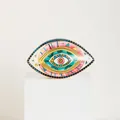 Dettaglio del vassoio in ceramica Malocchio con bordi dorati e motivi artistici - Stile Giallo Verde F