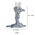 Silver vintage candle holder sculpture with textured rock finish and dual top openings - Silver