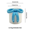 Tazza in ceramica bianca con fiocco blu 3D e capacità 250ml per la colazione - White Ceramic Mug with Blue 3D Bowknot