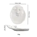 Detailed top and side view of white abstract face resin jewelry tray showing dimensions - Face / White