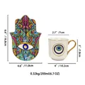 Schema dettagliato delle dimensioni per tazza da caffè e piattino Mano di Fatima 200ml - Bianco Motivo a Rampicante (ZH0573)