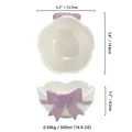 Hand-painted ceramic bow bowl in milky white with a 500ml capacity and floral edge - Purple