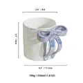 350ml iridescent ceramic coffee mug with unique 3D purple ribbon bow handle design - Purple