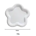 White minimalist flower jewelry tray measuring 9.8cm with a matte resin finish - Flower Style (White)