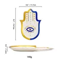Keramik Hamsa Hand Schmuckschale mit bösem Blick Muster und Goldrand Maße - Multi-Auge Muster (ZHSSD-CF0172)
