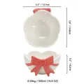 Ceramic bowl with pink bow and petal edges, 500ml capacity, top and side views - Pink