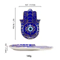 Hamsa Hand Schmuckschale aus blauer Keramik mit bösem Auge und goldener Verzierung - Goldspirale Muster (ZH-YJSSD020)