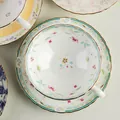 Tazza da caffè e piattino in ceramica a fiori con bordo dorato e fiocco - Bordo Loto Porcellana Fragrante