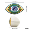 Ceramic evil eye decor with gold accents and colorful glaze in 19.7cm oval shape - Yellow Green Style A