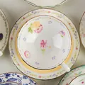 Set tazzina da caffè e piattino in ceramica floreale con bordo dorato e porcellana - Bordo Loto Porcellana Amore Autunnale