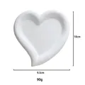 Detail view of heart-shaped resin jewelry tray showing 10cm by 9.5cm dimensions - Heart Style (White)