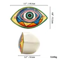 Ceramic evil eye desktop ornament with gold-trimmed edges and pop art color design - Yellow Green Style B