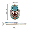 Himmelblaue Keramik-Hamsa-Schale für Schmuck mit Schmetterlingen und Goldrand - Hellblau Schmetterling (ZH-YJSSD024)