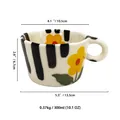 Ceramic strawberry mug with hand-painted black stripes and yellow flowers with round handle - Boxed / Black Stripe Yellow Flower