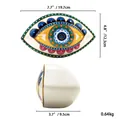 Blue ceramic evil eye desktop ornament with gold gilding and bohemian pattern details - Yellow Green Style C