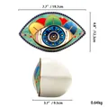 Ceramic Nordic Evil Eye desktop ornament with gold gilding and product dimensions - Yellow Green Style D
