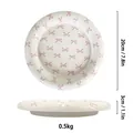 Detailed size parameters of pink bow ceramic dessert plate with dimensions and weight - 20cm / Pink Flower Bowknot