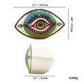 Decoración de ojo turco de cerámica con patrones coloridos y bordes dorados - Estilo Amarillo Verde E