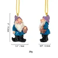 Resin dwarf hanging ornament with purple hat and blue coat for Christmas tree - Basket Style