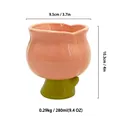 Mug en céramique en forme de pêche avec base de feuille, capacité 280ml et dimensions - Forme de Pêche (Rose)