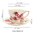 Set tazzina da caffè vintage in ceramica con rose rosse e raffinato bordo dorato - Tazzina E Piattino Orchidea Rossa