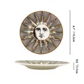 Plateau à bijoux en céramique avec bord doré et visage de soleil vintage plat rond - Visage Soleil (Style F)