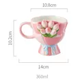 Detail der 360ml Tulpentasse aus Keramik mit Maßen von 10,8cm Durchmesser - Rosa Tulpe