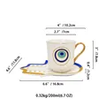 Set tazzina da caffè turca con motivo occhio greco blu e piattino hamsa unico - Imballaggio in scatola a colori / Blu Lago Malocchio (ZH0567)