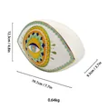 Nordisches Keramik Evil Eye Tischornament mit Goldrand, 19,7 cm Größenvariante - Weißer Sonnen Stil