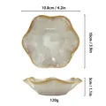 Vassoio per gioielli a forma di fiore in ceramica crema con bordo dorato e dimensioni - Forma Fiore Bordo Oro Stile (A)
