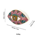 Golden rimmed ceramic evil eye decor with colorful mandala pattern and dimension labels - Morocco Style G