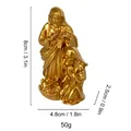 Golden 8cm Nativity set resin figurine depicting Joseph, Mary and baby Jesus - Gold