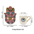 Set tazzina e piattino in ceramica con motivo Mano di Fatima e manico dorato da 200ml - Bianco Mandala Colorato (ZH0570) / Scatola di Colore