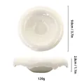 Piatto porta gioielli in ceramica bianca con bordo ondulato e misure indicate - Nuvola Onda Stile (C)