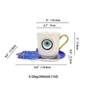 Set tazzina da caffè in ceramica con malocchio e piattino a forma di mano di Fatima - Imballaggio in scatola a colori / Blu Persiano Motivo (ZH0576)