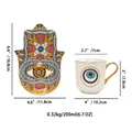 Set da caffè turco in ceramica con piattino Mano di Fatima e tazza occhio greco - Bianco Floreale Delicato (ZH0571) / Scatola di Colore