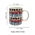 350ml white ceramic mug with British royal guards design and handle dimensions shown - British Royal Guard / Standard Paper Box